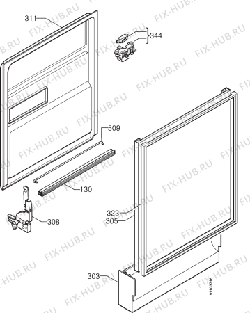 Взрыв-схема посудомоечной машины Electrolux ESF632 - Схема узла Door 003